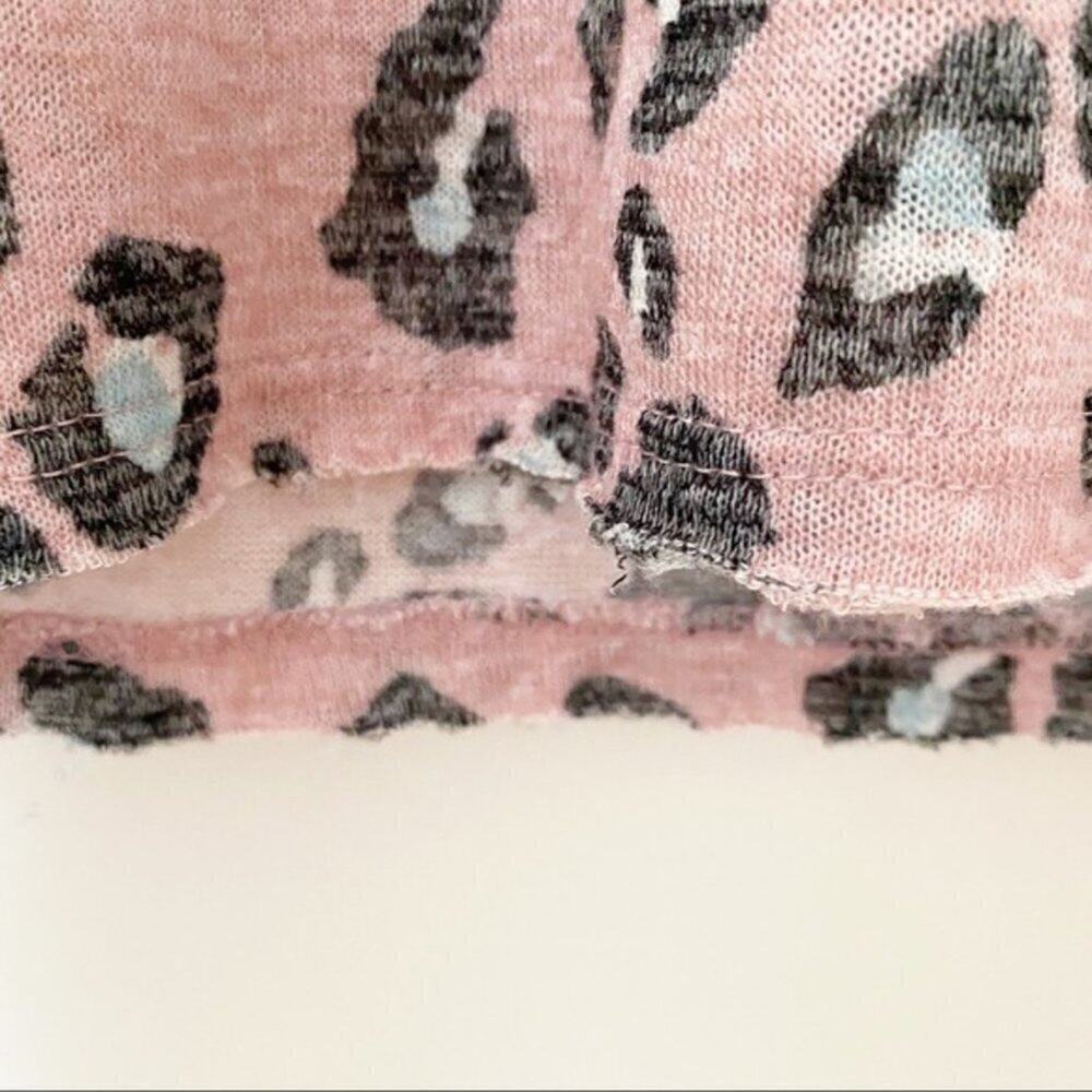 Anthro Pink Leopard Print Pattern Distressed Top - image 3